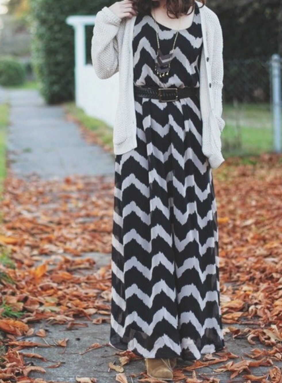 Black & Cream Chevron Maxi Dress